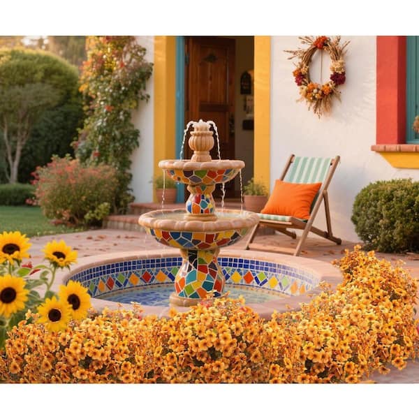 優しいオレンジの花咲くフラワーアゲートスフィア＊ドゥルージー入り 13.5 in. Fall Orange Yellow Indoor/Outdoor Artificial Daisy Flower