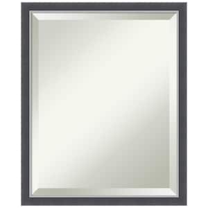 Eva 17.75 in. x 21.75 in. Modern Rectangle Thin Framed Black Silver Bathroom Vanity Mirror