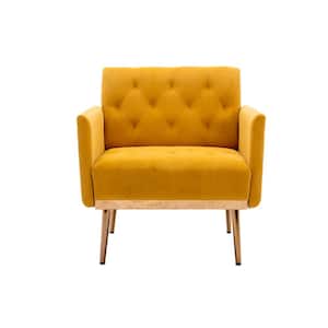 Mustard Yellow Morden Leisure Single Accent Chair with Rose Golden Metal Feet