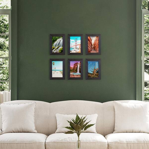 New View Dakota 5x7 Black Linear Picture Frame, Set of 4, Matted