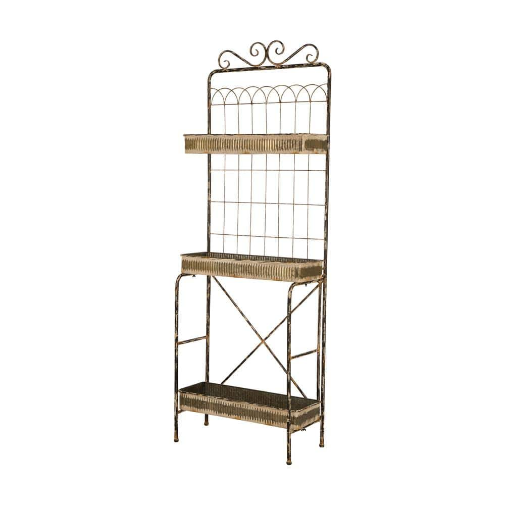 Glitzhome 68''H 3-Tier Farmhouse Metal Shelf Shelving Unit (11.5 in. W ...