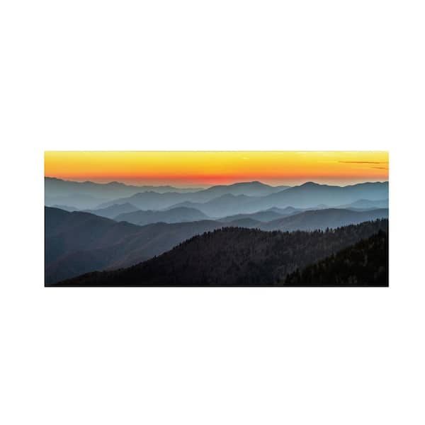 Trademark Fine Art 32 in. x 10 in. Great Smoky Sunset by Pierre Leclerc Floater Frame Nature Wall Art