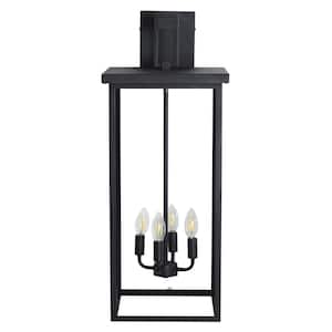 29.5 in. Black Dusk to Dawn Outdoor Hardwired Wall Lantern Scone with No Bulbs Included