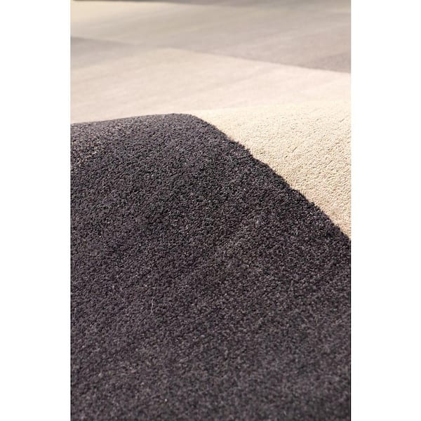 Rodeo Silver 5 ft. x 8 ft. Rectangular Striped Silk and Wool Area Rug