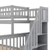 Harper & Bright Designs Gray Twin Over Full Bunk Bed with Trundle and Stairs for Kids SM000095AAE-1
