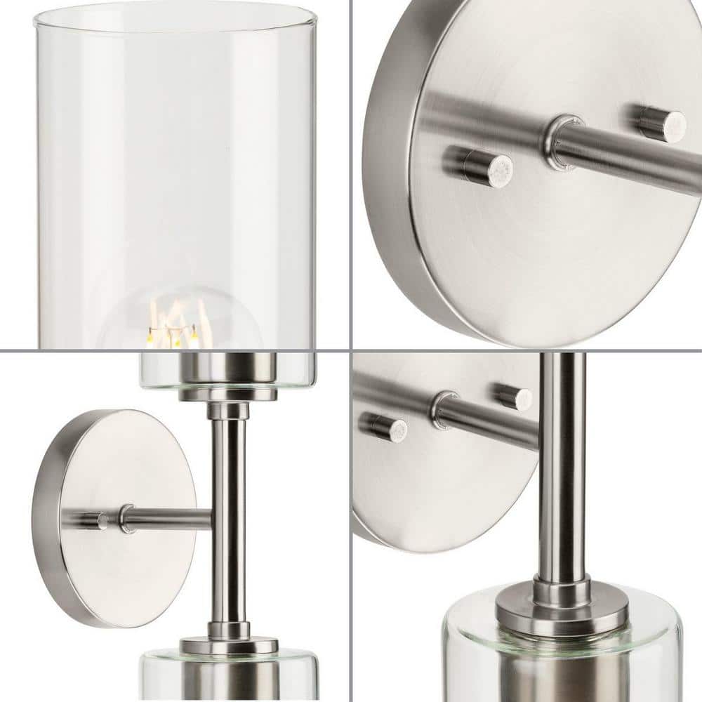 Cofield Brushed Nickel 2-Light Wall Sconce with Cylindrical Glass Shades