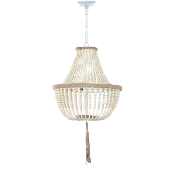 Lush Kristi 3-Light Cream Beaded Hanging Pendant Lighting