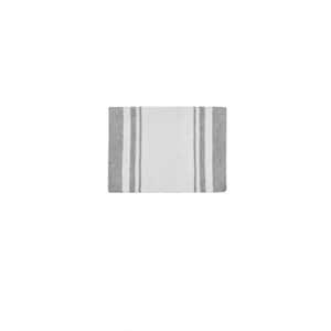 20 in. W. x 30 in. Gray Reversible Cotton Striped Bath Rug