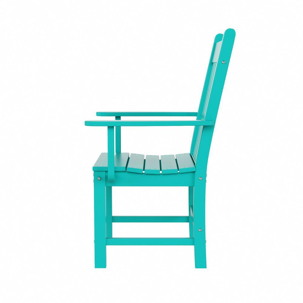Laguna Breeze Turquoise Patio Dining Armchair with Contoured Comfort