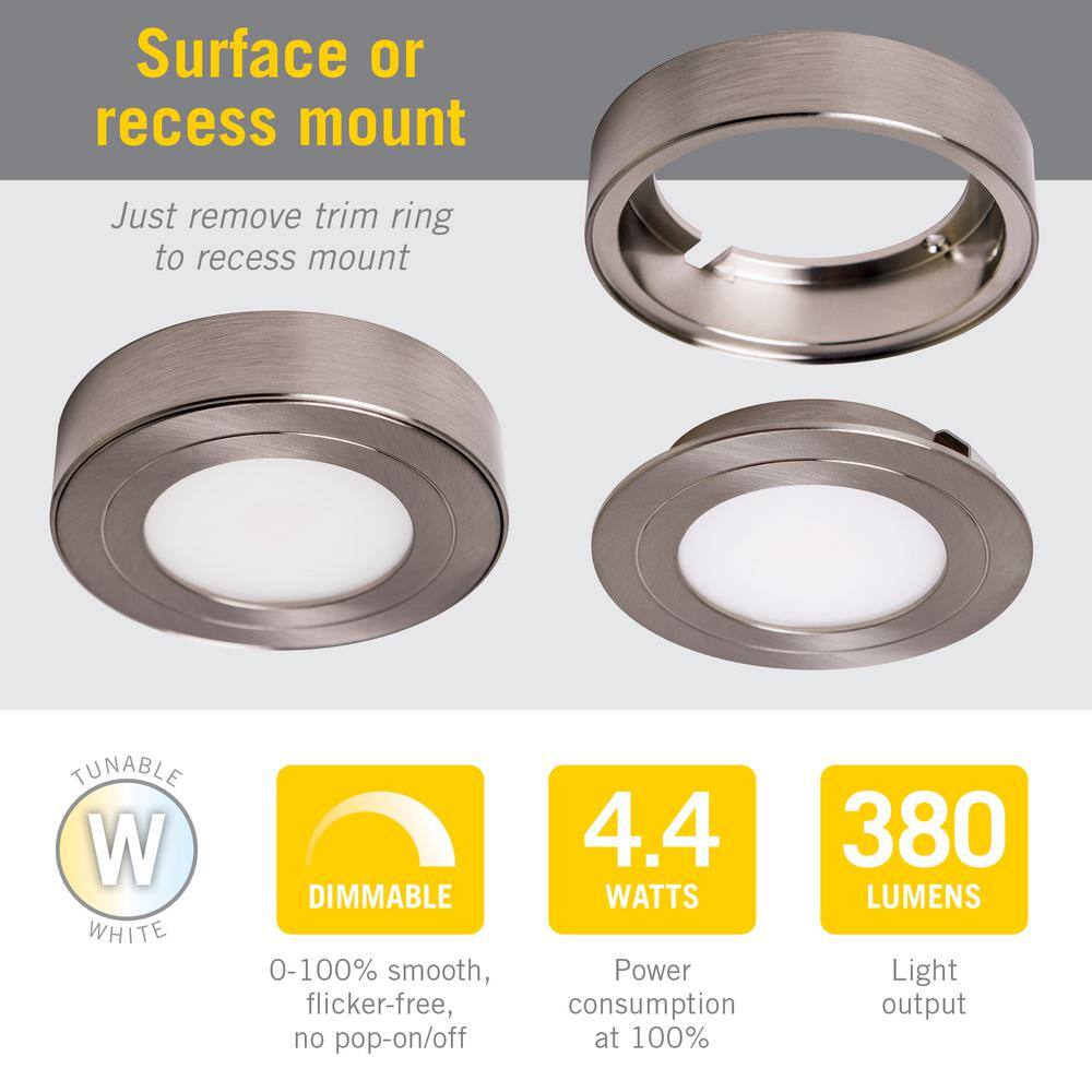 Black Metal Dimmable LED Under Cabinet Puck Light