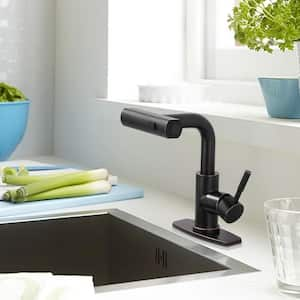 Waterfall Single Handle Pull Down Bar Faucet with 3-Modes Sprayer and Deckplate in Oil Rubbed Bronze