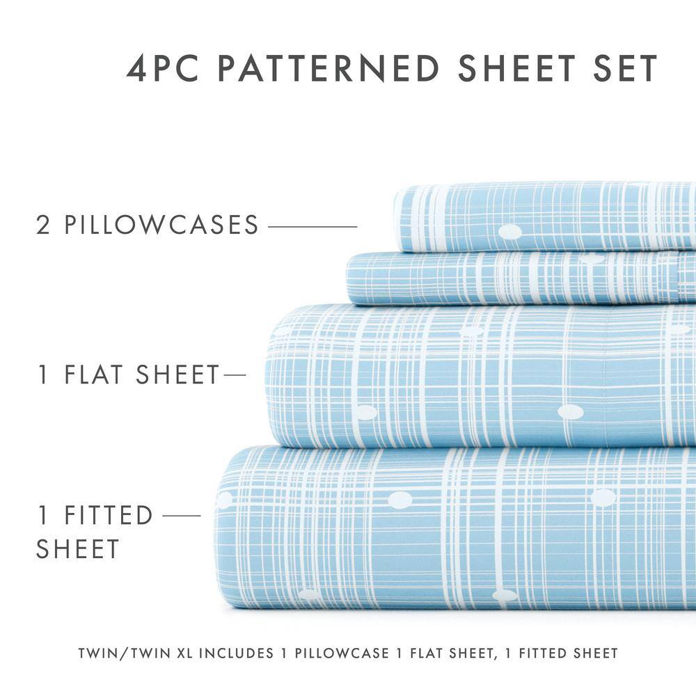 Aqua Polka Dot Queen Microfiber Sheet Set