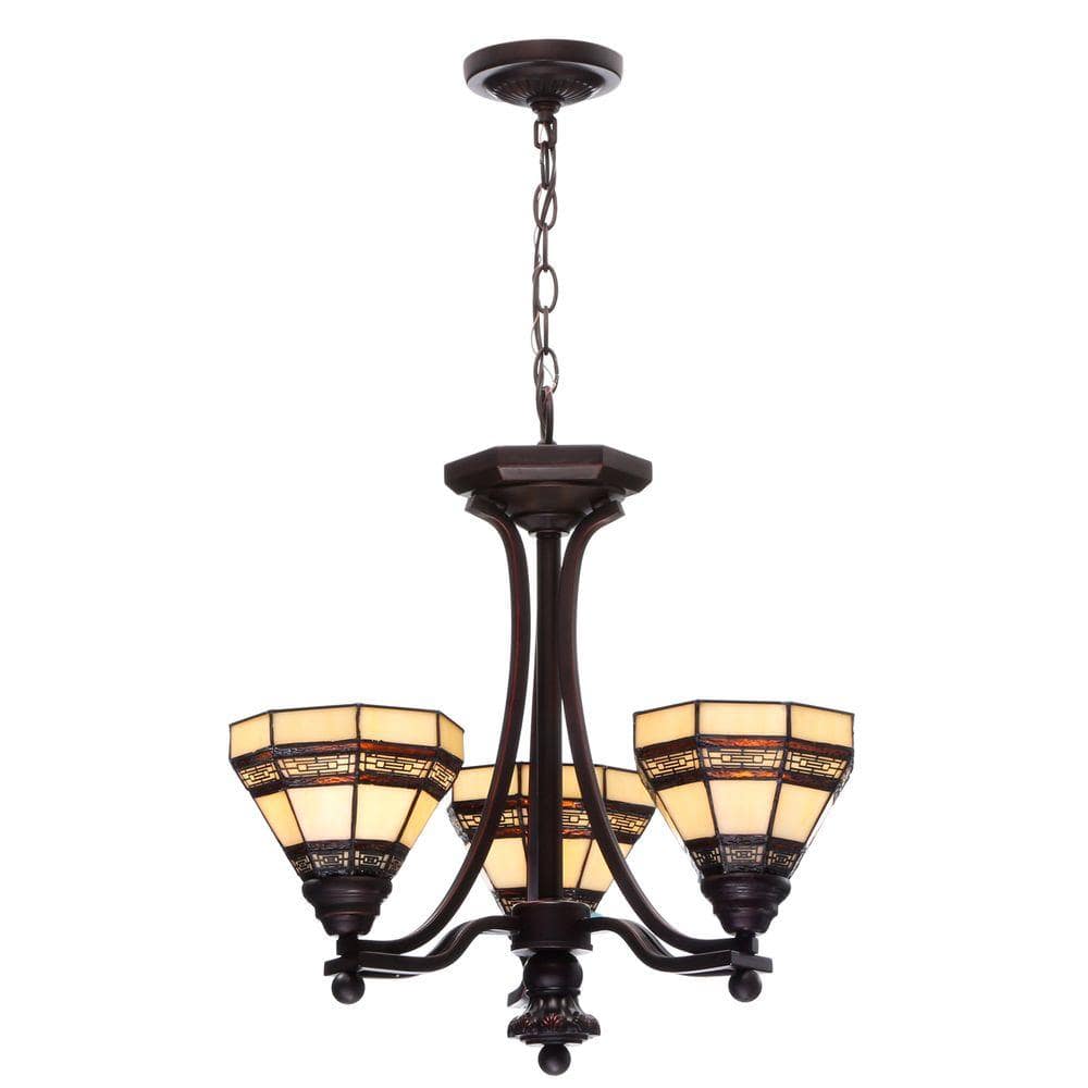 UPC 802513147872 product image for Addison 3-Light Oil Rubbed Bronze Shaded Chandelier with Tiffany Style Glass Sha | upcitemdb.com
