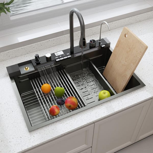 Sink below RF 3枚セット Staykiwi 33 in. Drop-In Single Bowl 16 Gauge Brushed Nickel