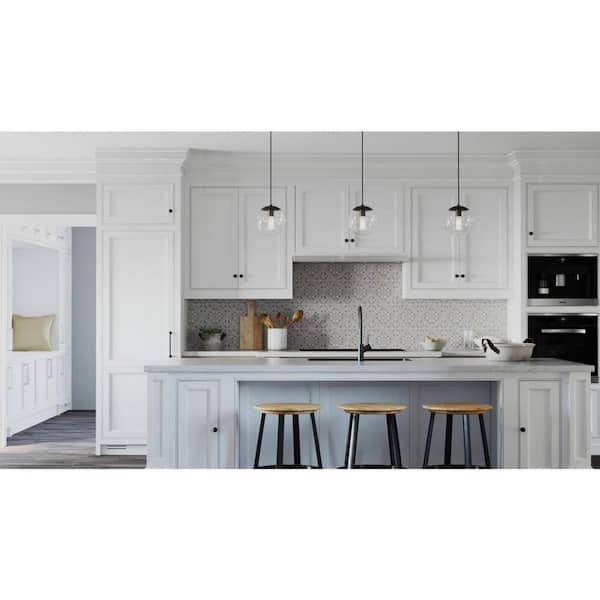 Atwell 1-Light Matte Black Clear Glass Globe Modern Small Pendant Hanging Light