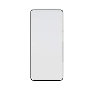 22 in. W x 48 in. H Stainless Steel Framed Radius Corner Bathroom Vanity Mirror in Black