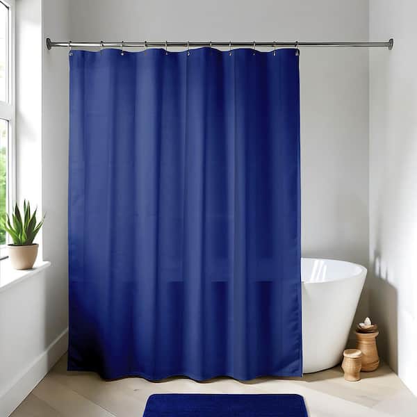 Solid Eva 71 in. x 78 in. Navy Blue Bath Shower Curtain
