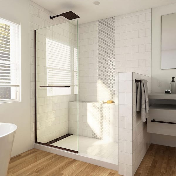 DreamLine Linea 34 in. W x 72 in. H Frameless Shower Screen in Oil Rubbed Bronze