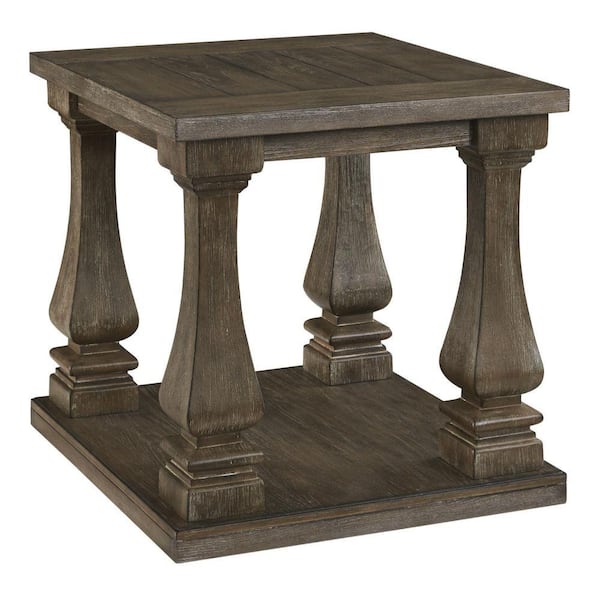 Benjara 23.75 in. Brown Rectangle Wood End Table with Open Shelf