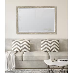 Medium Rectangle Silver Beveled Glass Contemporary Mirror (39 in. H x 27 in. W)