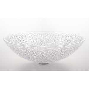 Clear Modern Tempered Round Crystal Bathroom Sink Tempered Glass Vessel