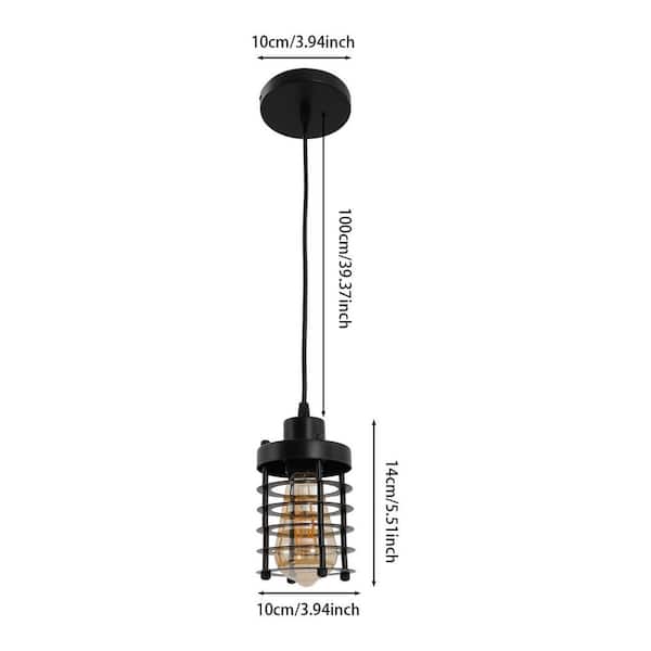 OUKANING 1-Light Black Industrial Vintage Simple Metal Cage Mini