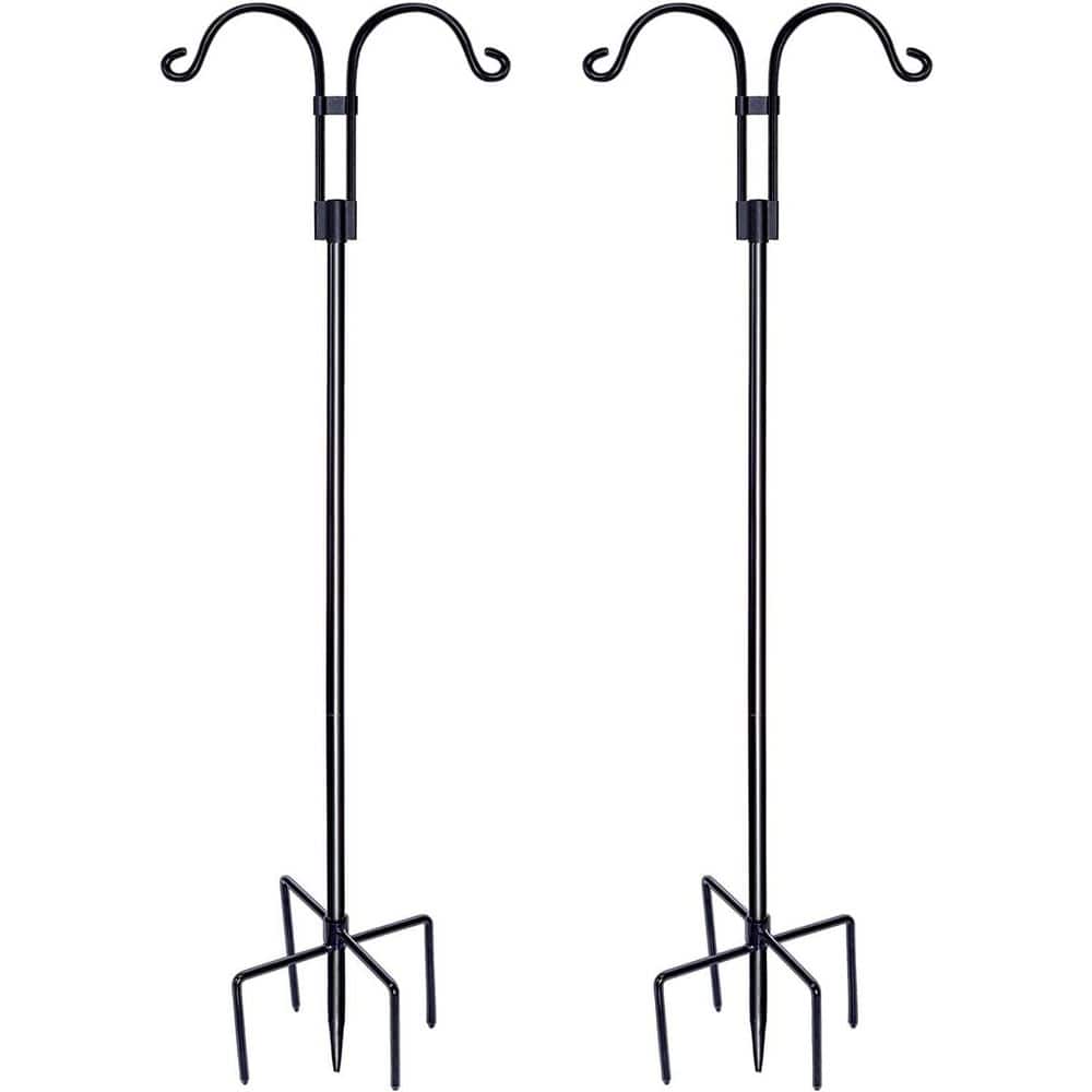 Double Shepherds Hooks, 5 Base Prongs Adjustable Bird Feeder Stand for  Hanging Heavy Duty Bird Feeder, 2-Pack
