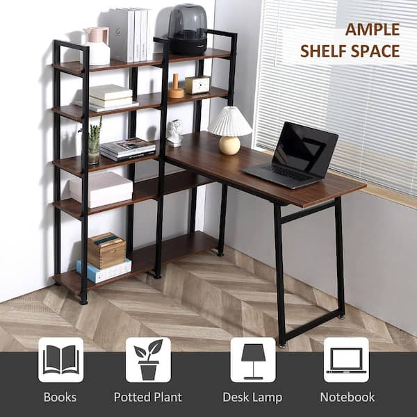 HOMCOM Corner Computer Desk with Steel Frame for Small Spaces