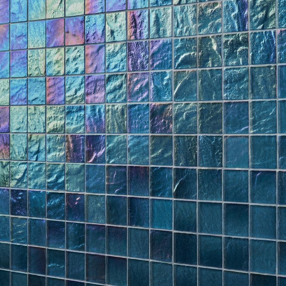 Shallows Blue Iridescent Glass Mosaic Wall Tile