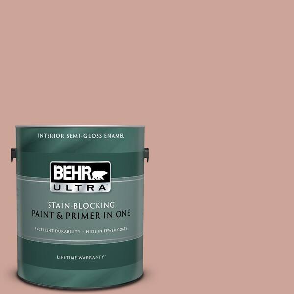 BEHR ULTRA 1 gal. #UL120-16 Pink Ginger Semi-Gloss Enamel Interior Paint and Primer in One