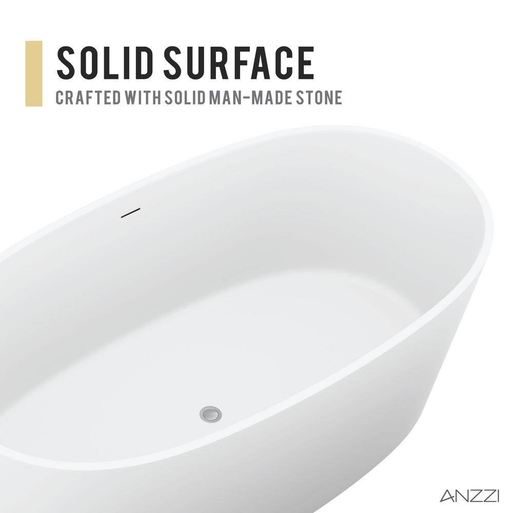 Roccia 61.4'' White Solid Surface Freestanding Bathtub