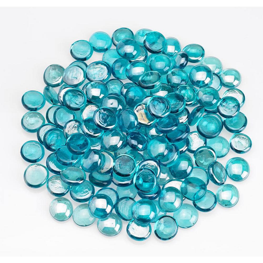 Aqua Blue Luster Decorative Fire Glass Beads, 10 lb Bag