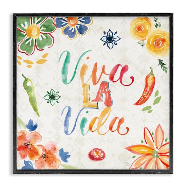 Stupell Industries Liva the Life Phrase by Dina June Black Framed Typography Giclee Art Print 17 in. x 17 in.