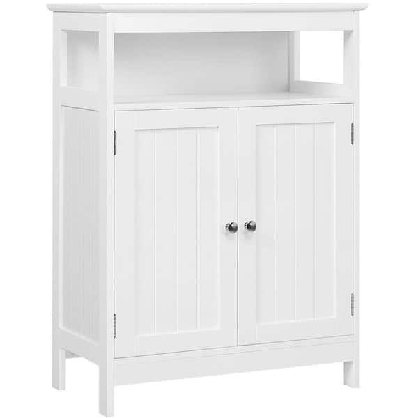 Dracelo 24 in. W x 12 in. D x 31.5 in. H White Bathroom Linen Cabinet ...