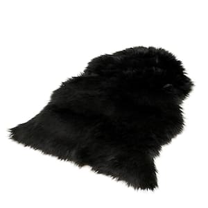Black 2 ft. x 3 ft. Faux Fur Luxuriously Soft and Eco Friendly Area Rug
