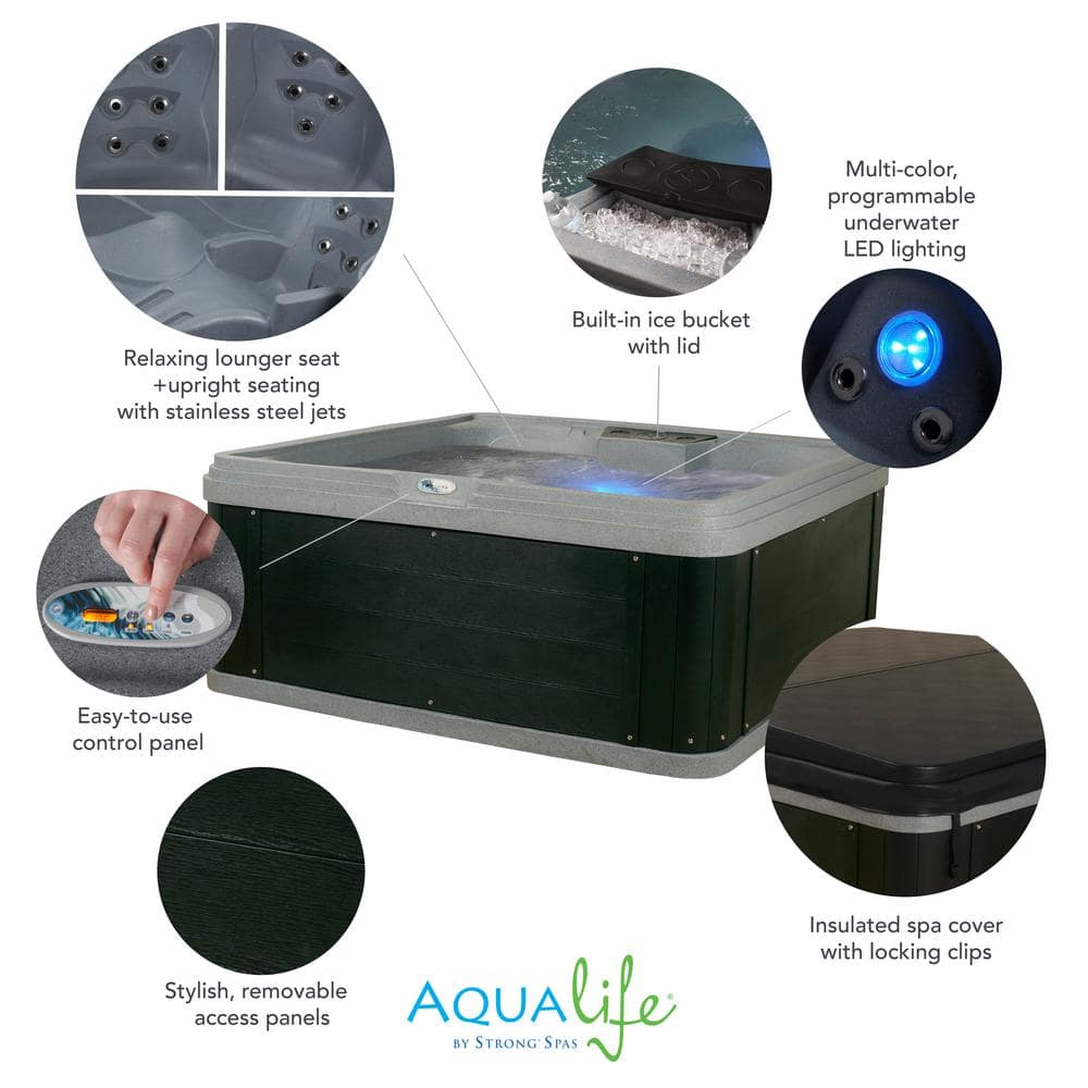 Ariana 6-Person Grey Polyethylene Square Hot Tub with Jets