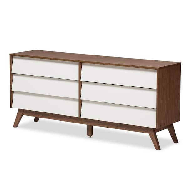 Hildon 6-Drawer White Dresser