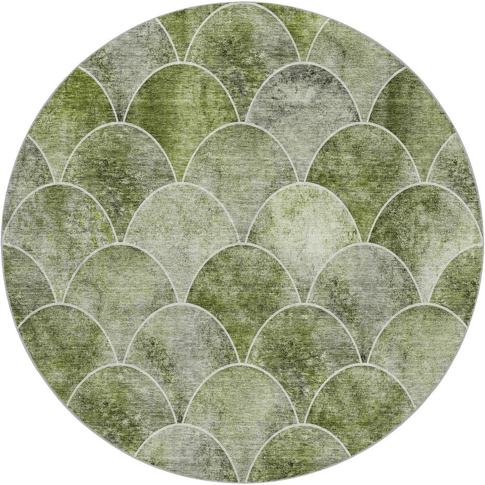 Dream Shag Premium Machine Washable Abstract ADS594 Green 8 ft. x 8 ft. Round Rug price history on PriceWatchPro