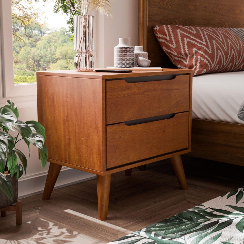 Furniture of America Mackie 2-Drawer Mid Century Modern Oak