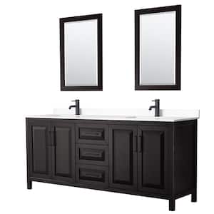 80 in. W x 22 in. D x 35.75 in. H Double Bath Vanity in Dark Espresso with White Cultured Marble Top 24 in. Mirrors