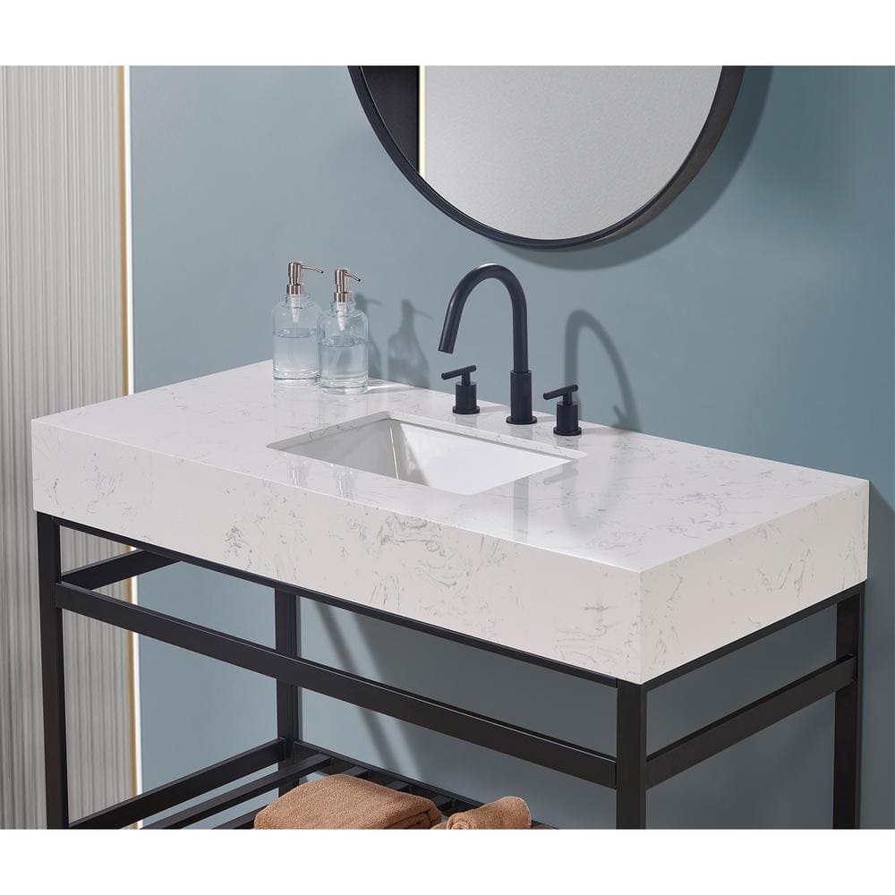 48" Aosta White Composite Stone Vanity Top with Sink