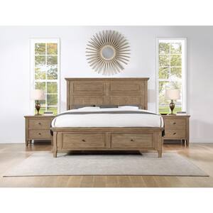 Riverdale Driftwood Brown Frame King Panel Bed with Storage