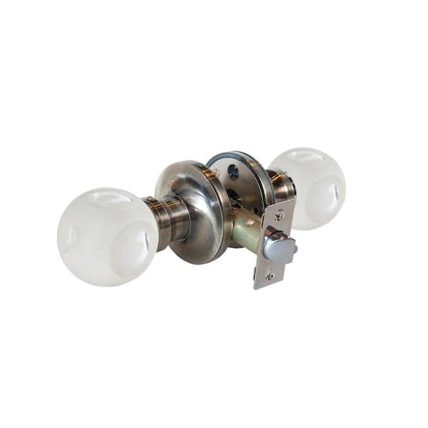 Krystal Touch of NY Abc Frosted Crystal Antique Brass Privacy Bed/Bath Door Knob with LED Mixing Lighting Touch Activated