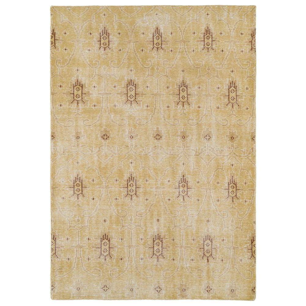Gold Hand-Knotted Wool Rectangular 4' x 6' Rug