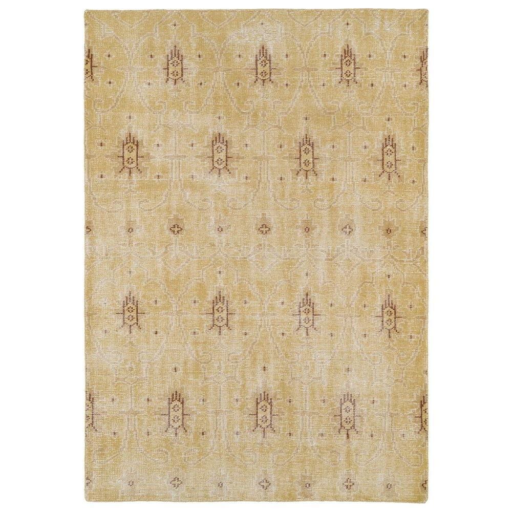 Gold Hand-Knotted Wool Rectangular 4' x 6' Rug