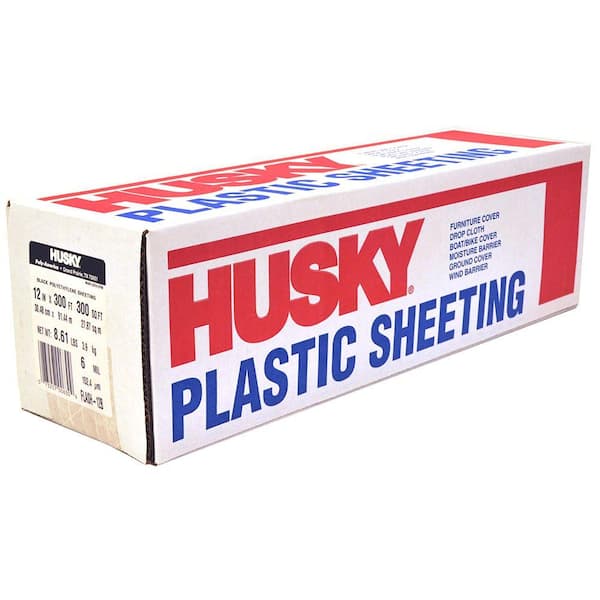 Husky ft. x 300 ft. Black Flashing Plastic Sheeting FLASH-12B The Home  Depot