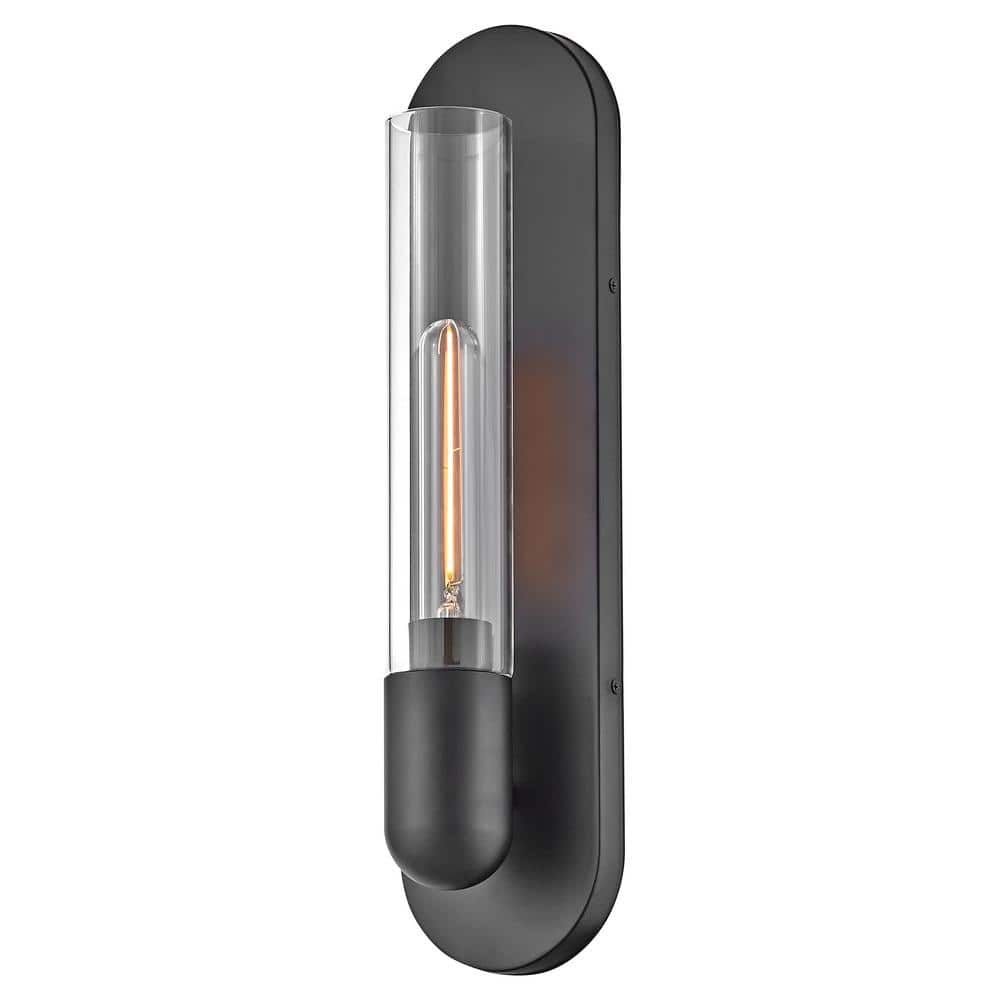 Black Dimmable Cylinder LED Wall Sconce with Clear Glass