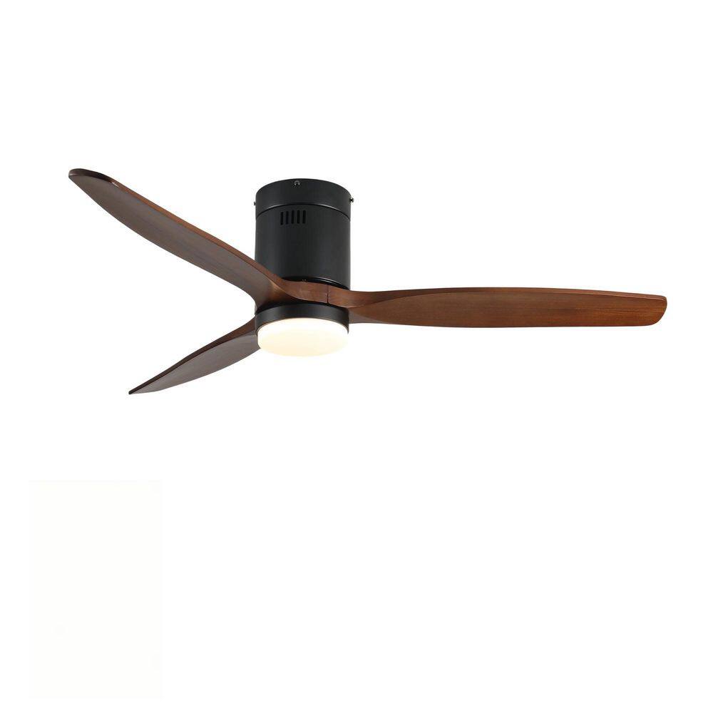 52 in. Indoor Black Flush Mount Standard Ceiling Fan with Light and Remote, Wood Blades, Noiseless DC Motor price history on PriceWatchPro