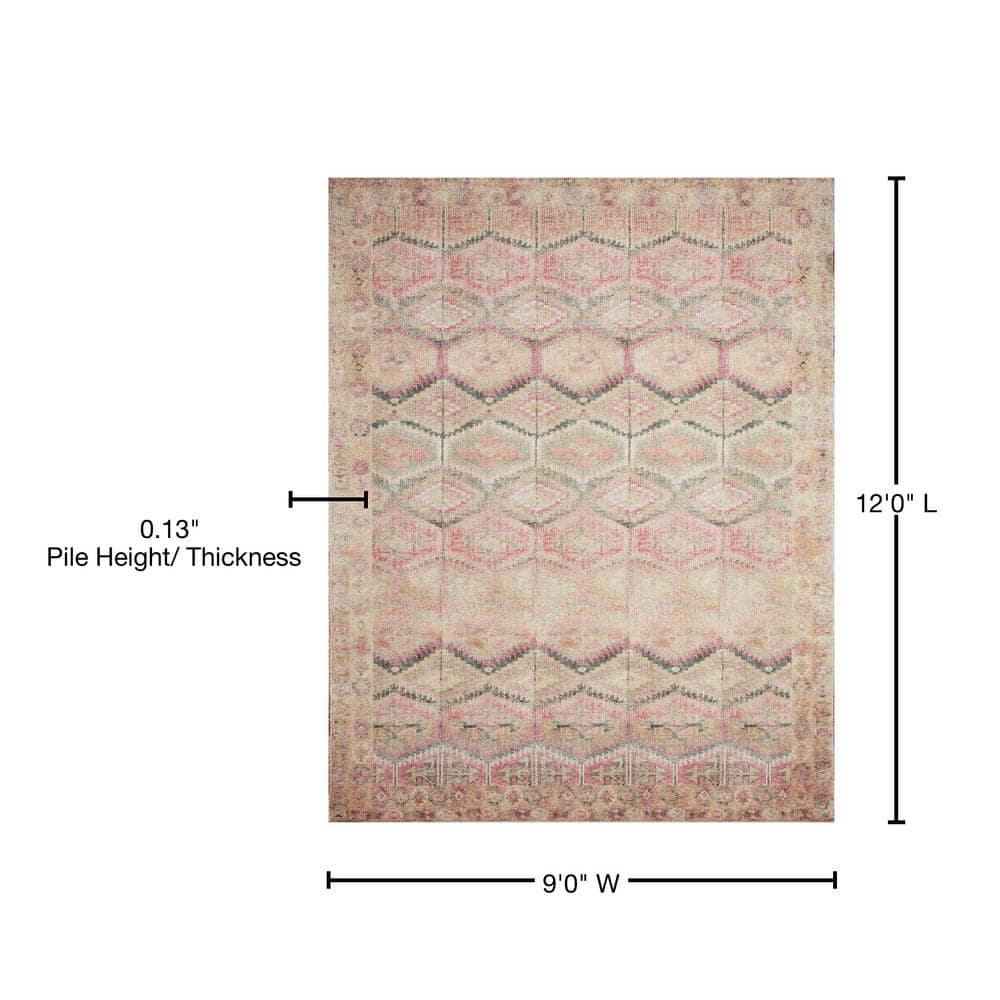 Layla Pink and Lagoon Vintage Distressed 9' x 12' Area Rug