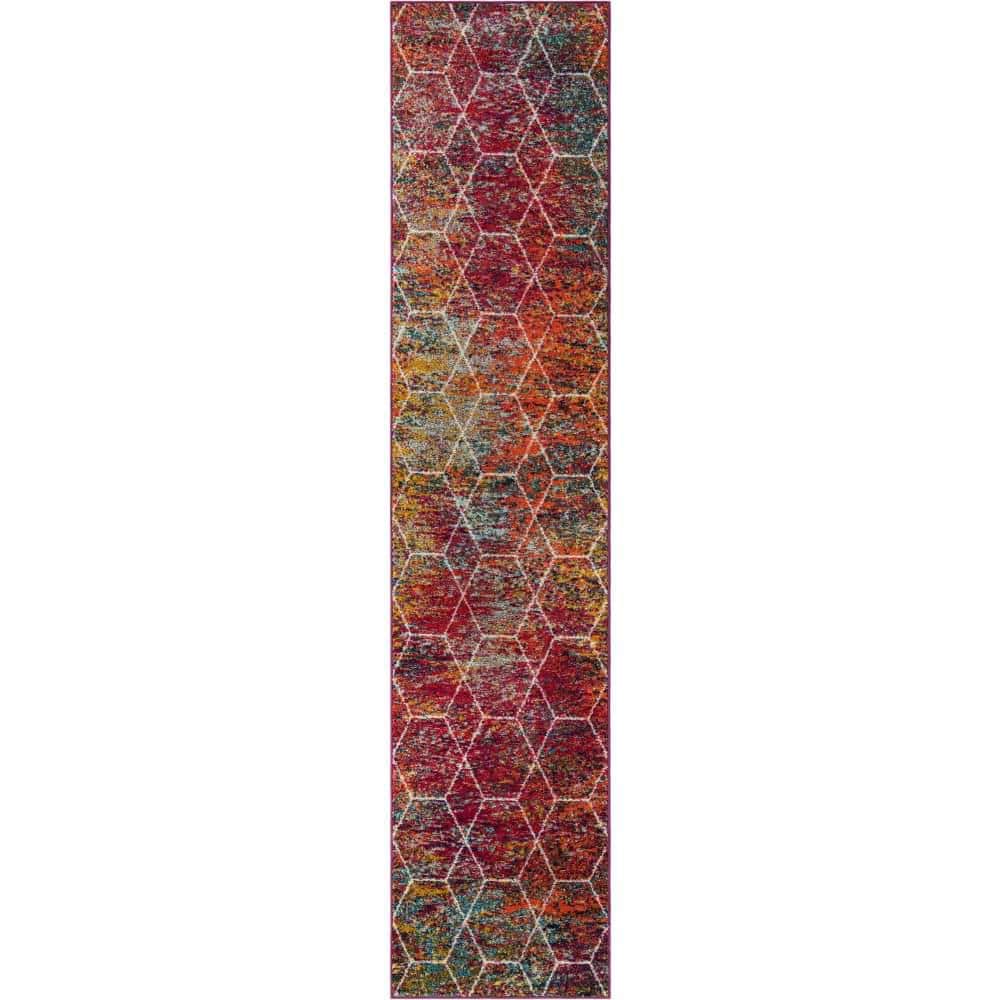 Trellis Frieze Geometric Multi 2 ft. 7 in. x 12 ft. Area Rug price history on PriceWatchPro